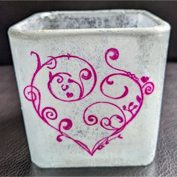 HANDMADE Glass Votive Vase with Heart - Picture 1 of 5